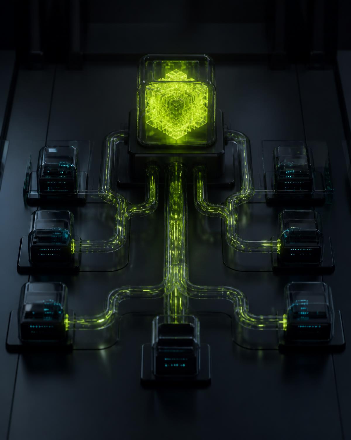 A governed central AI asset connected to multiple deployment endpoints