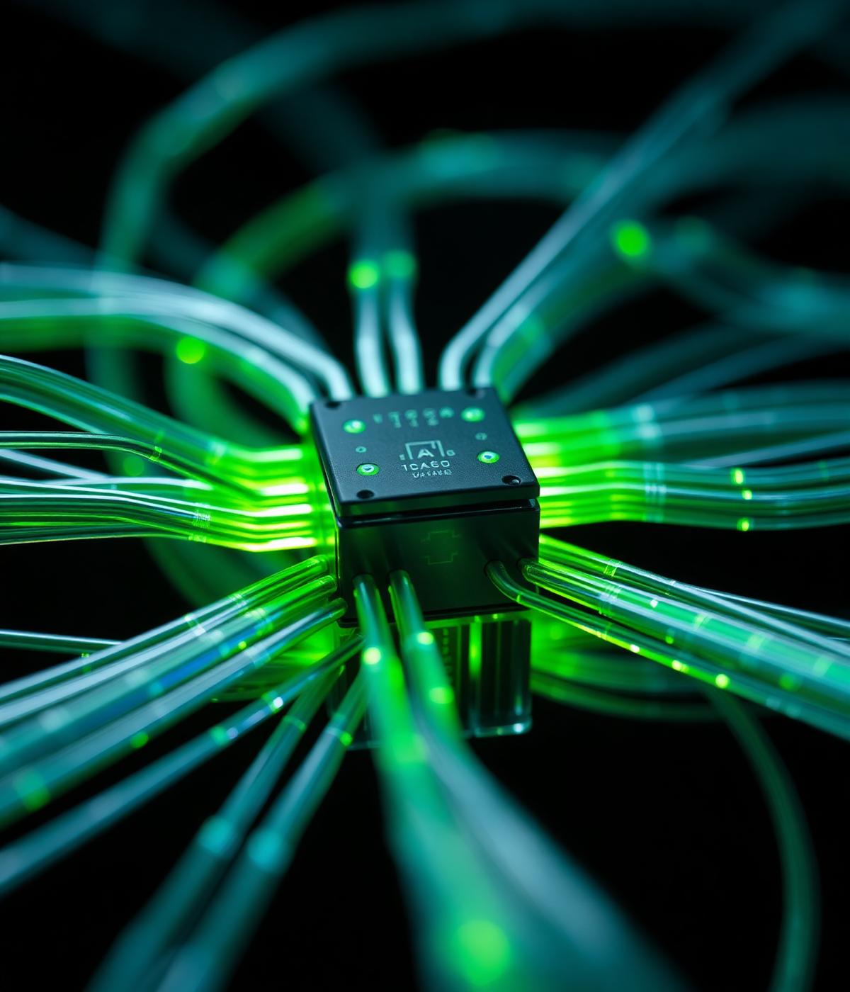 Central data module branching into multiple illuminated channels