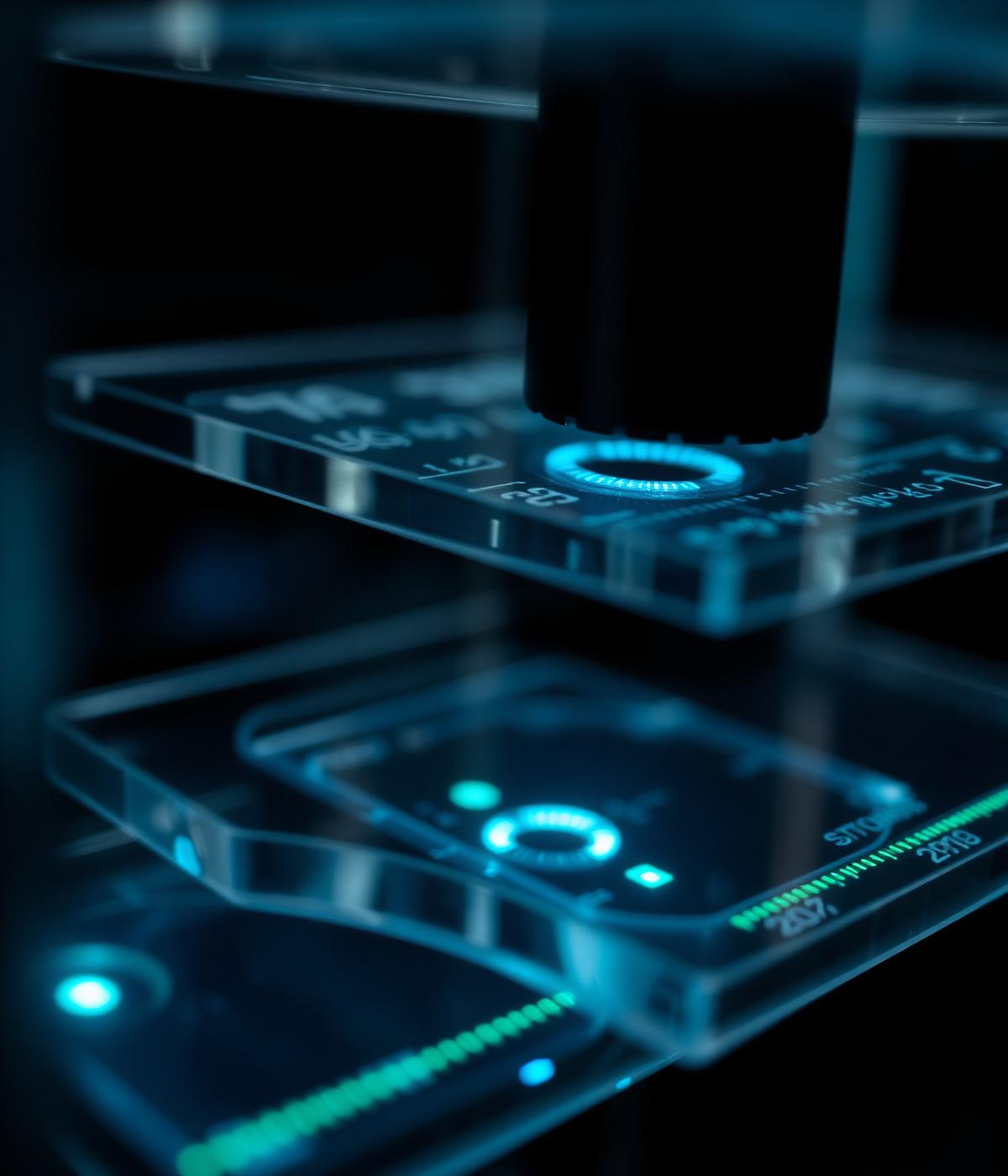 Precision testing instrument scanning layered glass interfaces
